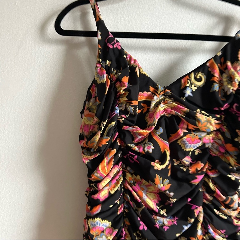 Miraclesuit Sz S Paisley Ruched Tankini Tropical Vacation Swimsuit Top - Picture 3 of 9